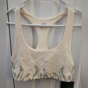 Stylish Cream Tank Top with Olive Design